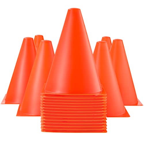 Dazzling Toys Mini Traffic Cones - 7" mini Cones, Sports Safety Cones for Soccer Cones and Basketball Practice Equipment - Mini Orange Cones for Soccer Practice and Small Driving Practice Cones.
