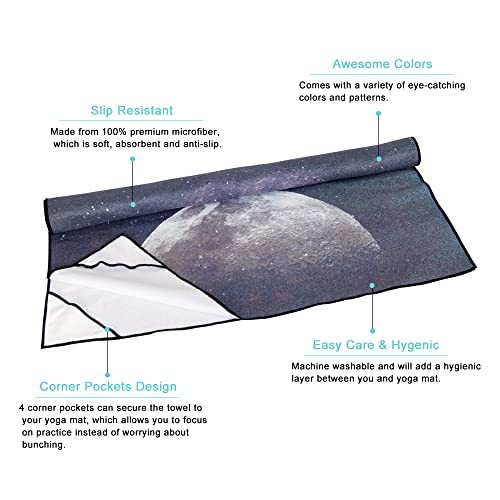 QiyI Hot Yoga Towel with Grip Dots, Non Slip, 70"x26", Moon Cycle - color: Moon Cycle, size: 70"x26"