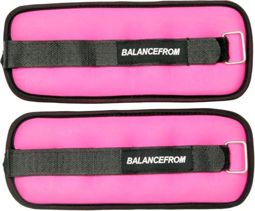 Fitvids Adjustable Ankle Weights 1 LB Each (2-lb pair) for Women Men, Pink