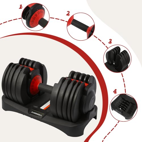 PENSUN Adjustable Dumbbells 5–52.5 lbs Pair, 15″ Quick-Change Weight Dumbbell Set for Home Gym Full-Body Strength Training & Fitness Workout