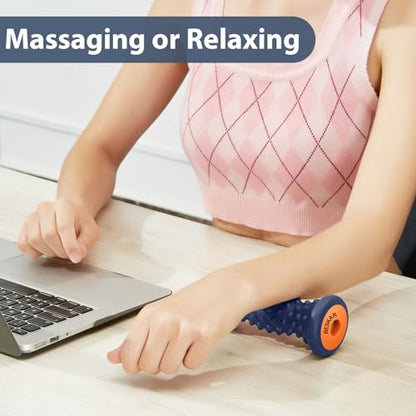 BESKAR Foot Massage Roller for Plantar Fasciitis Relief, Portable Reflexology Tool Pressure Point Massage Rollers, Deep Tissue Massages for Relieving Feet Arch Heel Pain, Myofascial Pain Syndrome - color: Navy Blue