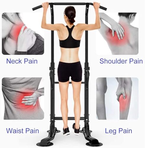 soges Power Tower Adjustable Height Pull Up & Dip Station Multi-Function Home Strength Training Fitness Workout Station
