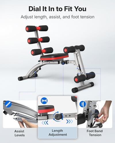 MERACH Ab Machine, Adjustable Ab Workout Bench for Home Gym, Multi-Functional Sit Up Exercise Equipment with 300 LBS Weight Capacity, Exercise Chair for Full Body Workout