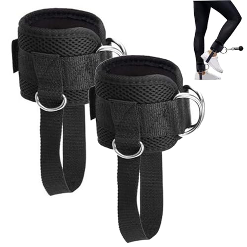 1 Pair Ankle Straps Adjustable D-Ring Ankle Strap for Cable Machine Comfortable Padded Work Out Cuffs for Kickback, Glute Workout, Leg Extension| Straps