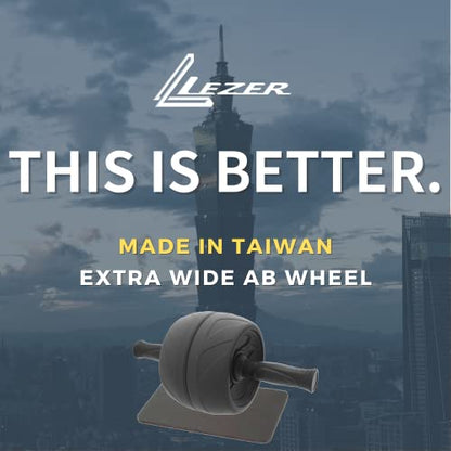 Ab Roller Wheel, Abdominal Workout, Extra Wide 5.5", Exercise Wheel, Home Gym Fitness Equipment, Core Strength, Muscle, Thick Knee Pad, Made In Taiwan Black