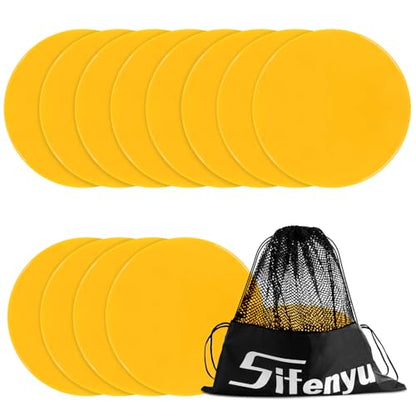 Spot Markers 4inch 9inch Rubber Agility Dots Flat Cones Non Slip Sports Dots Floor Spots Agility Markers for Kids Soccer Football Basketball Speed Agility Training - style: 12pcs Yellow 9inch