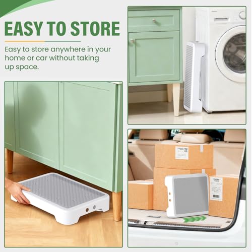 SOYO Mobility One Step Stool, Heavy Duty Indoor Outdoor Non-Slip Small Step Platform Assistive Device for Adult Elderly, Standing Support and Step Riser for Car, Bed, Door, Stair, Bathroom, White-Gray