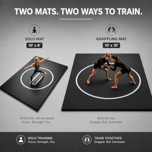 Professional Flexi-Roll Wrestling Mat – High-Density Shock Absorption for BJJ, Judo, MMA & Jiu Jitsu – Portable 1.2-Inch Thick Home Gym Training Flooring for Martial Arts & Yoga - size: NEW-10' X 10'