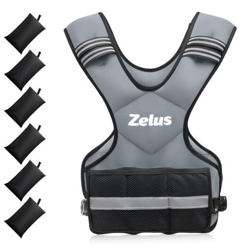 ZELUS Weighted Vest for Men and Women | 4-10lb/11-20lb/20-32lb Vest with 6 Ironsand Weights for Home Workouts | Adjustable Body Weight Vest Exercise Set for Cardio and Strength Training - color: Gray, size: 20-32 lb.