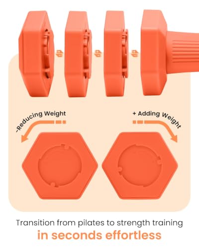 Adjustable Dumbbell Set, 4-in-1 Hand Weights, 5/6 LB Pair for Women Men - color: Orange, style: 10 lbs Pair [5 lbs Each]