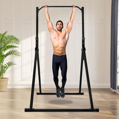Pull Up Bar, Dsmsseym Foldable Dip Station Free Standing Chin Up Bar Height Adjustable Chin Up Bar Multifunction Fitness Tower Station Gym Training Workout Equipment