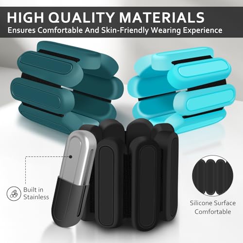 Adjustable Wrist & Ankle Weights Set of 2(1Lbs Each), Premium Silicone Wearable Weight Bracelets, Fits for Yoga, Pilates, Home Gym Workout, Dance, Pool Exercises, Jogging, Cardio, Strength Training - color: Black