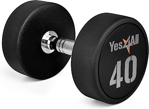 Yes4All Urethane Dumbbell with Anti-Slip Knurled Handle 5-50 LB for Muscle Building - Sold Individually - color: H1. 40 Pounds