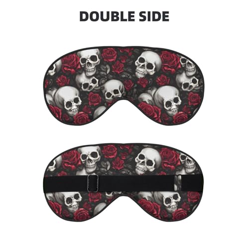 Skulls and Red Roses Sleep Mask Eye Mask with Adjustable Strap Eye Sleep Shade Cover Blocks Light for Women Men Airplane Travel Nap - color: Skulls and Red Roses