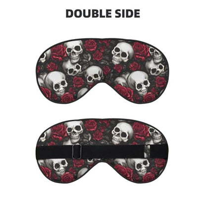 Skulls and Red Roses Sleep Mask Eye Mask with Adjustable Strap Eye Sleep Shade Cover Blocks Light for Women Men Airplane Travel Nap - color: Skulls and Red Roses