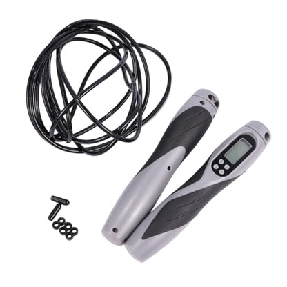 Electronic Counting Jump Rope Weighted Steel Wire Fitness Skipping Rope for Workout Training with Digital Counter Black, Suitable for Gym