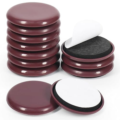 Shintop 12pcs 2 in Furniture Sliders for Carpet and Hardwood Floors - size: 12pcs 2" Brown