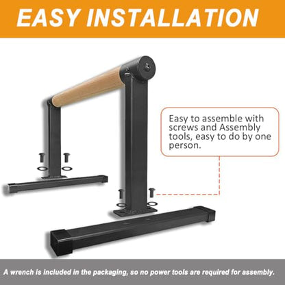 Wooden Parallel Bars 20" Length 12" Height,Dip Bar with Thick Beech Handles, Push-up stands for Handstand, L-Sit, Gymnastics, Strength Training Home Gym,Anti-slip Mats, Easy to Install,700lbs