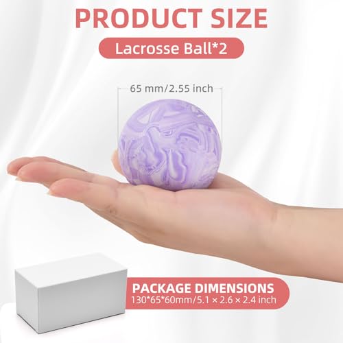Massage Lacrosse Balls 2 Pack, Rubber Trigger Point Therapy Balls for Deep Tissue Myofascial Release, Plantar Fasciitis & Muscle Soreness Relief, Portable Pain Relief Tool (Purple and Blue)