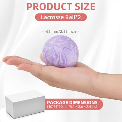 Massage Lacrosse Balls 2 Pack, Rubber Trigger Point Therapy Balls for Deep Tissue Myofascial Release, Plantar Fasciitis & Muscle Soreness Relief, Portable Pain Relief Tool (Purple and Blue)