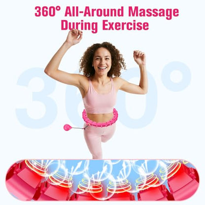 Fit Hoop Weighted Hula Pilates Circles, 32 Detachable Parts,Weight Loss Fitness Gear, Quiet Home Workout Tool - color: ROSY