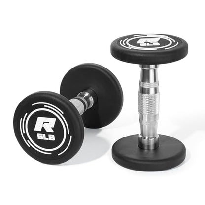 RitFit 5-250 LBS PVC Encased Round Dumbbell sets with Knurled Handle and Optional Rack, Strength Training Equipment for Home Gym - style: 5LB×2