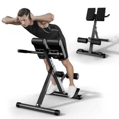 Roman Chair Hyperextension Bench – Adjustable Back Extension Machine for Glutes, Hamstrings & Lower Back – Foldable Multi-Purpose Workout Equipment for Home Gym