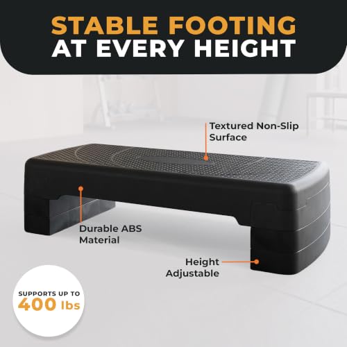 BalanceFrom 31-inch Aerobic Step Platform Trainer with 3 Adjustable Risers - color: Black