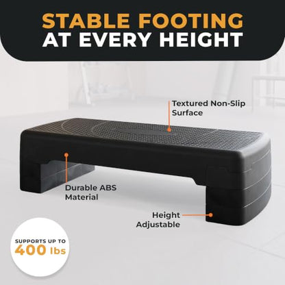 BalanceFrom 31-inch Aerobic Step Platform Trainer with 3 Adjustable Risers - color: Black