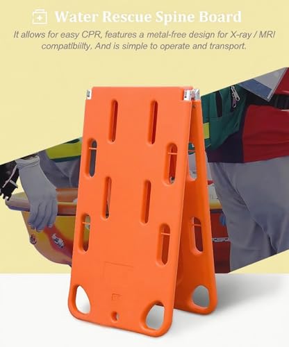 Folding Spinal Board Stretcher, Spine Board Stretcher with Backboard Straps, Emergency Patient Transport Backboard, for Emergency Response & Lifesaving Needs Four fold