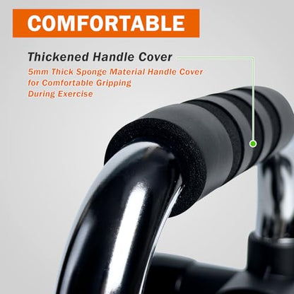 Push-Up Bar, Anti Slip Push Up Stand, Metal Push-Up Handles, Sponge Material Handle Cover, Cushioned Foam Grips, Family exercise - color: BLACK