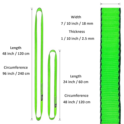 18MM Nylon Climbing Slings Runners 23 kN Strong Webbing Straps for Rock Climbing, Rappelling, Swing, Yoga Hammock etc - color: 2PCS Green, size: 24inch/60cm