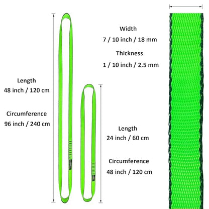 18MM Nylon Climbing Slings Runners 23 kN Strong Webbing Straps for Rock Climbing, Rappelling, Swing, Yoga Hammock etc - color: 2PCS Green, size: 24inch/60cm