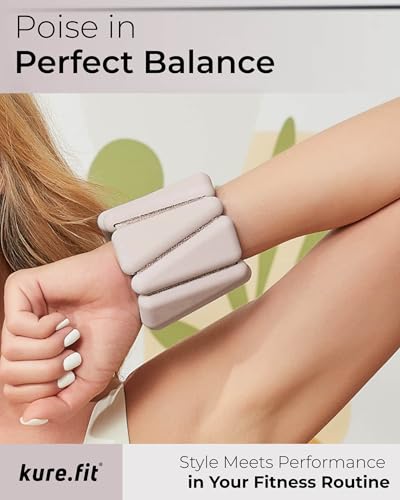 Pilates Weight | Wrist & Ankle Weights for Women | Weighted Bangles | 1LB/ 2LB Each (Set of 2) - color: Beige, size: 2 LB