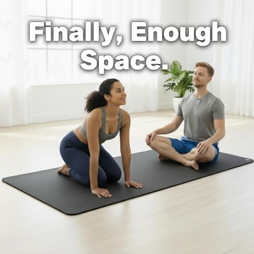 Extra Large Yoga Mat XL, Wide and Long, Extra Thick Non Slip Exercise Mat - color: Black, size: 6mm