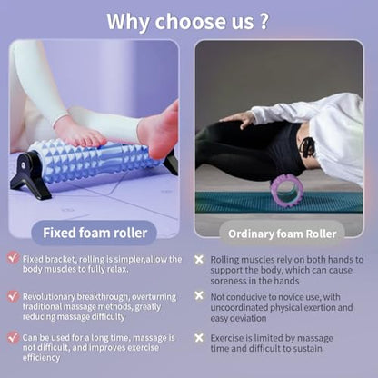 New Upgrade Bracket Foam Roller with Stand for Back Leg Pain, 21 Inch Firm Deep Tissue Muscle Massager for Sore Muscles (Blue) - color: Blue