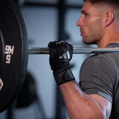 adidas Wrist Wrap Training & Weightlifting Gloves, Fingerless Workout Gloves - size: Small