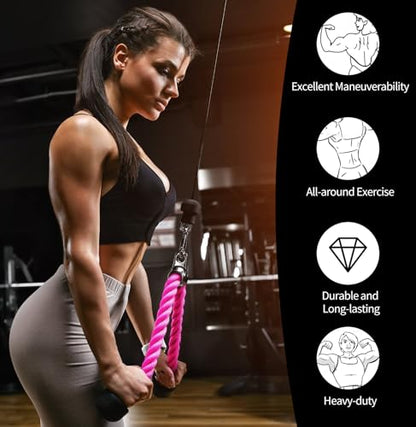 DkOvn Tricep Rope, 27 Inches Cable Machine Attachment, Pull Down Attachments with Carabiner, for Gym Home Workout Exercise - size: 27-inch