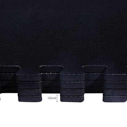 BalanceFrom Puzzle Exercise Mat 1/2" Thick, EVA Interlocking Foam Floor Tiles for Home Gym, Mat for Home Workout Equipment, Floor Padding for Kids, Black, 24 in x 24 in x 1/2 in, 24 Sq Ft - 6 Tiles