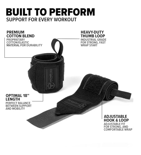 Wrist Wraps for Weightlifting (USPA & IPL Approved) - 18” Premium Quality Wrist Straps for Weightlifting - Weight Lifting Wrist Wraps with Thumb Loop - Best Gym Wrist Wraps for Lifting Weights, Curls & Dips - Lifting Wrist Wraps for Bench, Powerlifting &