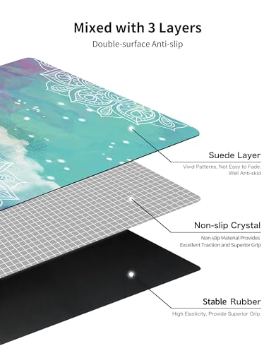 nuveti Printed Travel Yoga Mat-1/16 Inch Thick Non Slip Fitness Workout Mat with Carrying Bag, Foldable Lightweight Suede & Natural Rubber Yoga Mat for Yoga Pilates and Fitness 72" L x 24" W x 1.5mm - color: RuiQiXiangYun