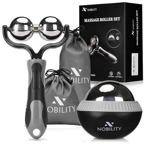 Nobility Massage Ball Roller– Ice Cold and Hot for Deep Tissue and Sore Muscle Relief of Stiffness and Stress, Body, Neck, Back, Foot, Plantar Double Grey