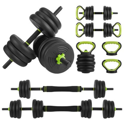 44LB Adjustable Weight Set, 4-In-1 Free Weights Used As Dumbbells, Barbells, Kettlebells, Push Up Stand, Exercises & Fitness Weight Sets for Women & Men for Home Gym