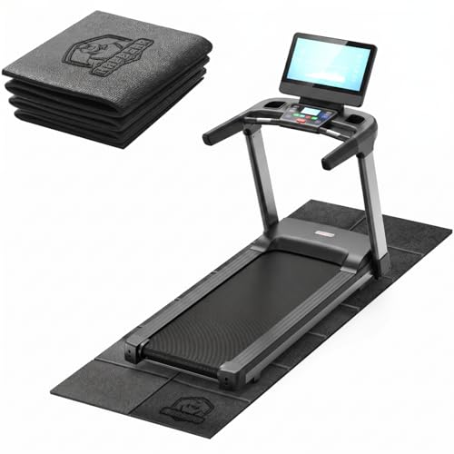 HAPBEAR Treadmill Mat, 55"x24"/68"x24"/79"x35.5" Non-Slip Foldable Exercise Equipment Mat for Walking Pad, Weight Bench, Noise Reducing Shock Absorbing Floor Protector for Home Gym, Carpet & Hardwood Floors - color: 79"L x 35.5"W x 0.2"Th-Black