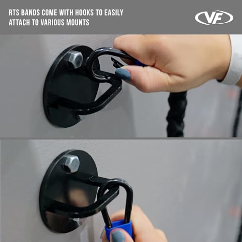 Valor Fitness Resistance Bands - 5lb to 25lbs - Carabiners Attached & 2 Bands per Weight Option with Handles– Sheath Covered - Strength Training New Compact 39" Design - Wall Door Rack Mount Options - color: Black -10 lb Pair