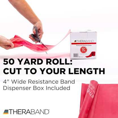 THERABAND Resistance Band, 50-Yard Roll, Latex Elastic Band for Exercise, Stretching, Physical Therapy, Yoga, Pilates, Home Workouts, Cut-to-Length, Color-Coded Levels