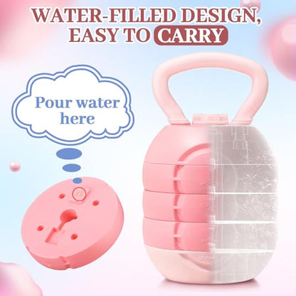 Adjustable Water Filled Kettlebell 5/8/13/17/22 lb Water Filled Kettlebells Weights Set for Home Gym, Kettle Bell Sets for Women at Home and Cross-training Exercise - color: Pink