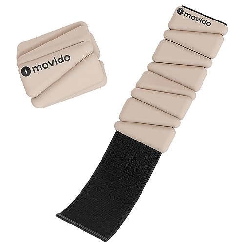 Movido Wrist and Ankle Weights | 1 lb each (2 per set) | Adjustable Workout Weights for Women and Men | Perfect for Yoga, Walking, Pilates, Hiking, Aerobics, Movement - color: Coconut
