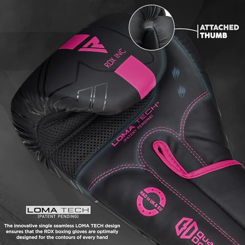 RDX Boxing Gloves, Pro Training Sparring, Maya Hide Leather, Muay Thai MMA Kickboxing, Men Women Adult, Heavy Punching Bag Focus Mitts Pads Workout, Ventilated Palm, Multi Layered, 8 10 12 14 16 18 Oz - color: PINK, size: 16 OZ