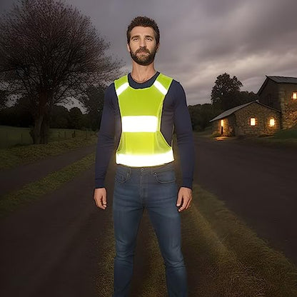 Reflective Running Safety Vest, Hi Vis Biking Walking Gear Men Women - color: Neon Yellow, size: Large